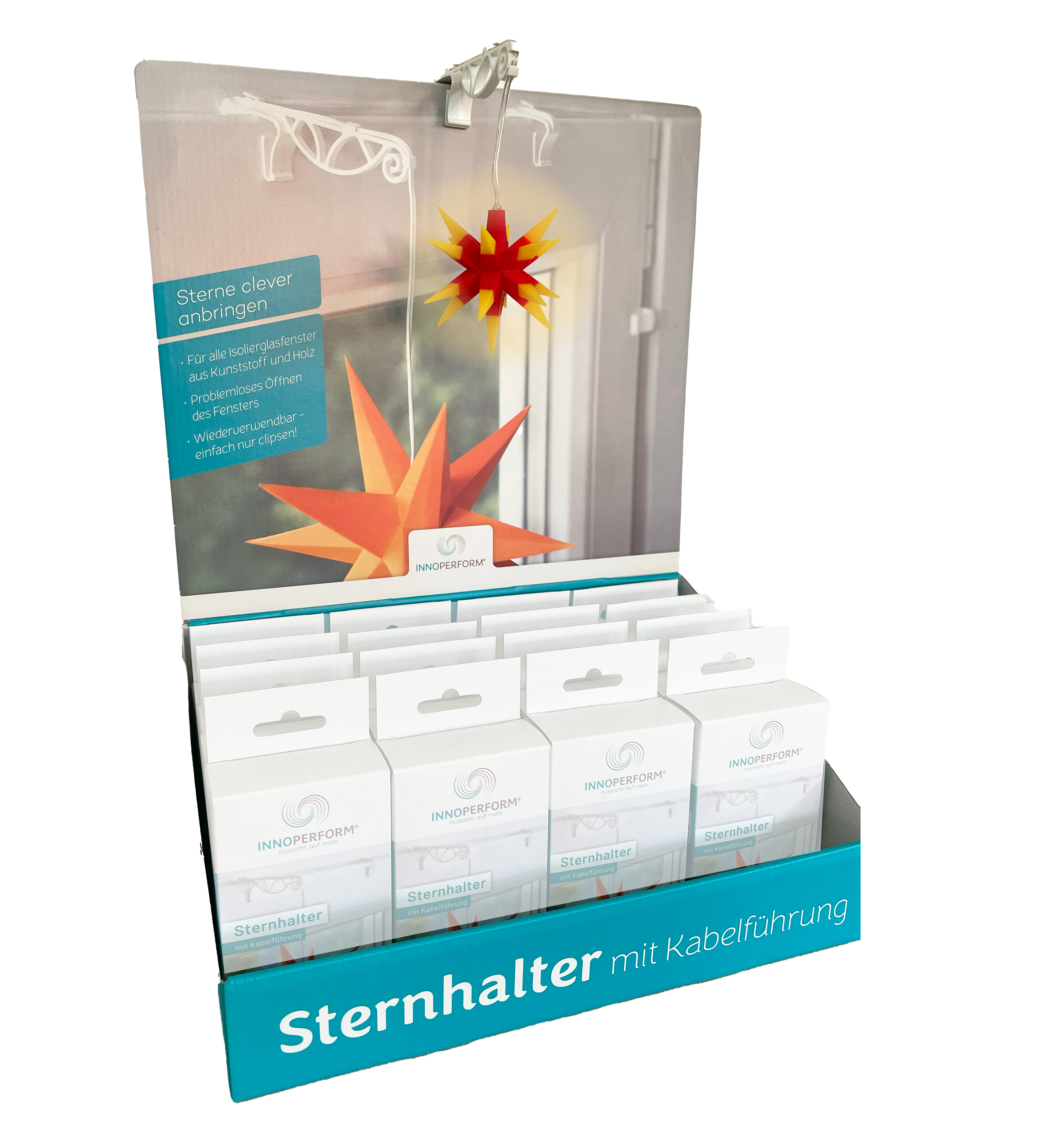 Aufsteller für Sternhalter mit Kabelführung Aufsteller für Sternhalter mit Kabelführung